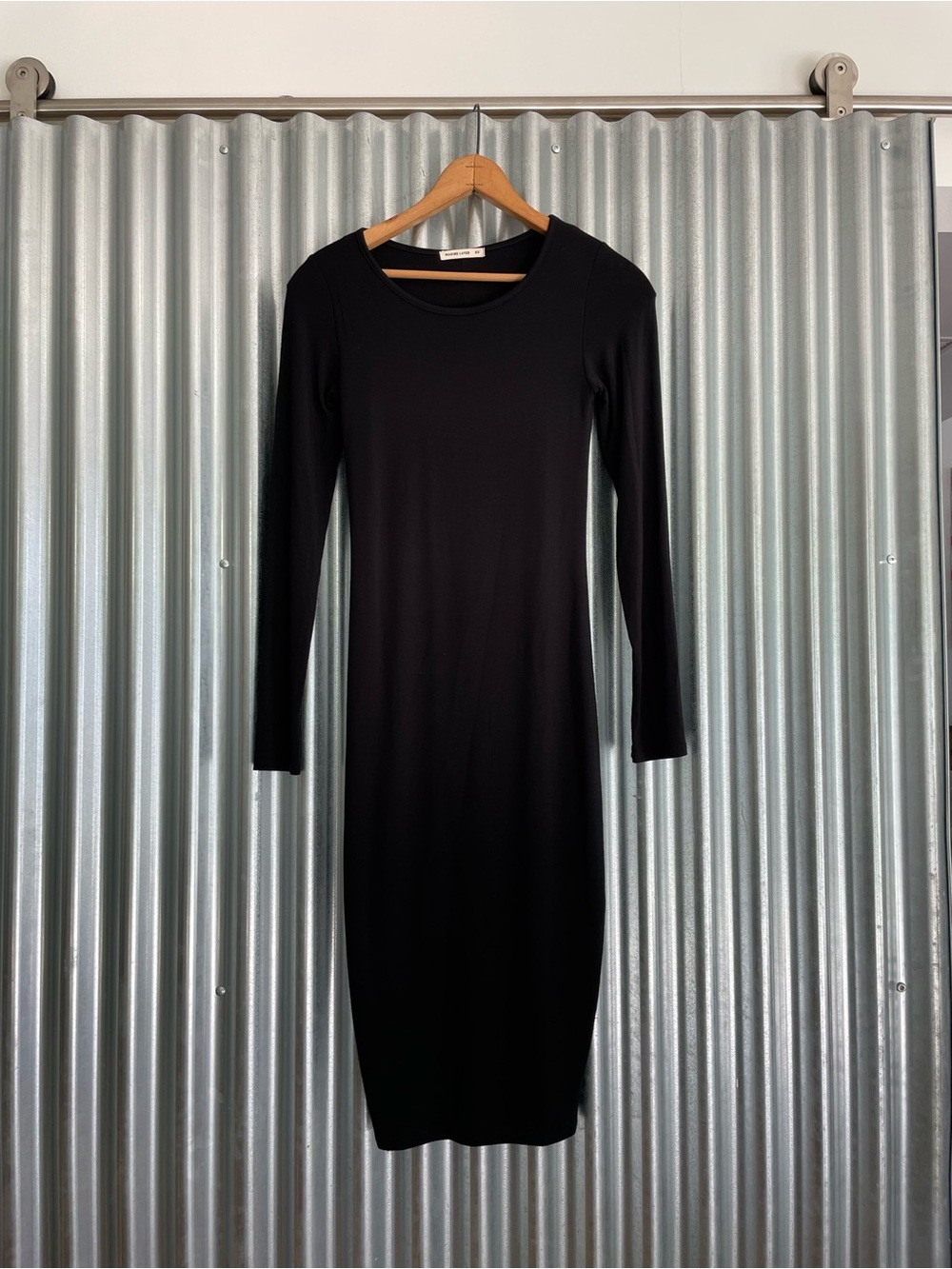 Marine Layer Black Long Sleeve Bodycon Midi Dress